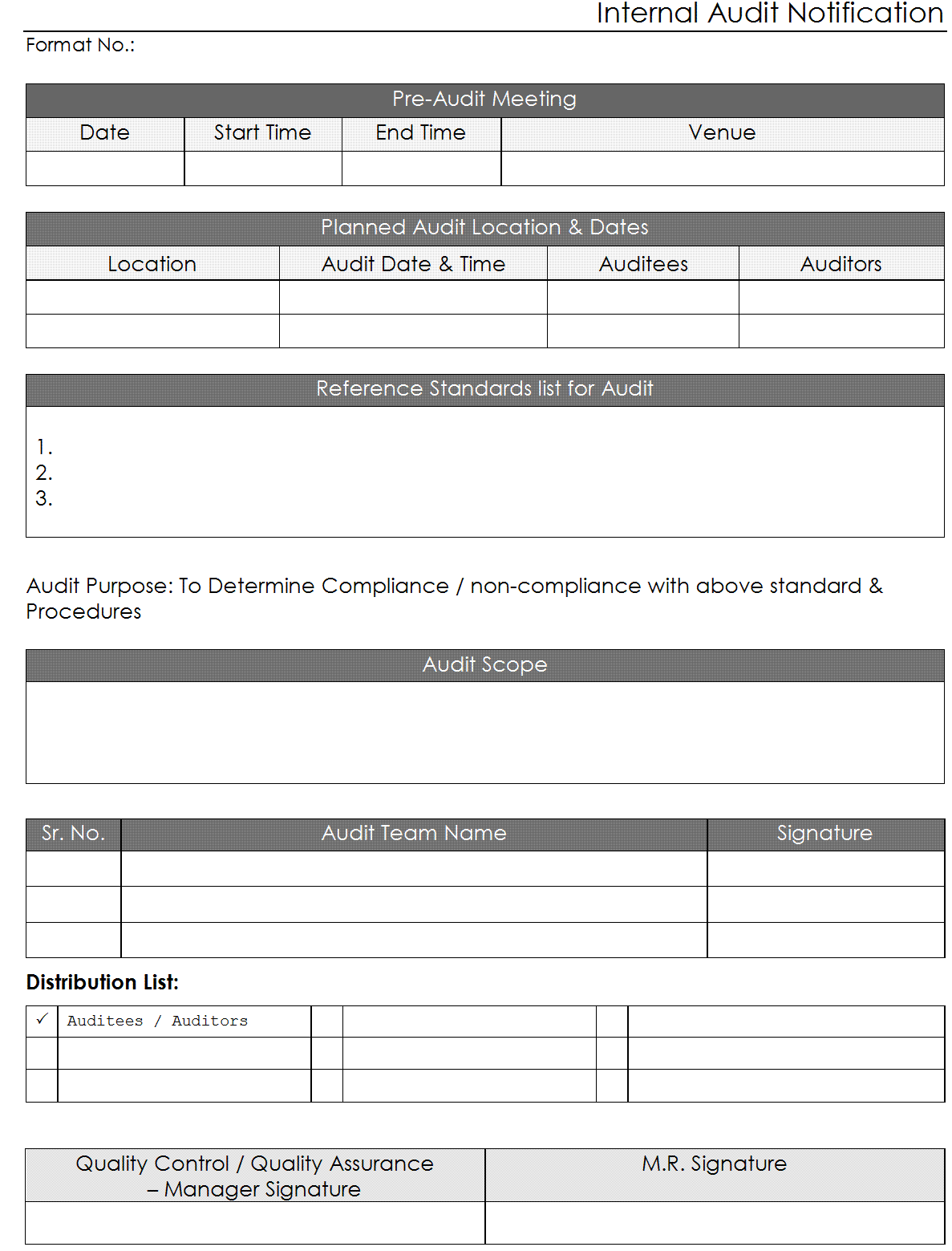 Internal Audit Notification format - In Internal Audit Report Template Iso 9001 Internal Audit Notification format - In Internal Audit Report Template Iso 9001