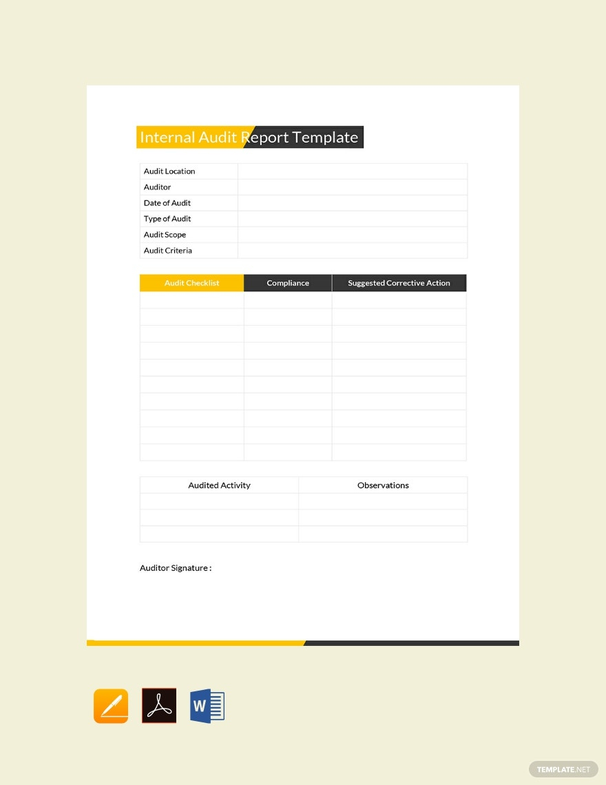 Internal Audit Report Template – Google Docs, Word, Apple Pages  Inside Template For Audit Report