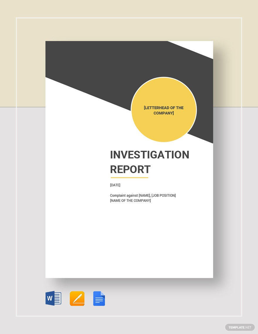 Investigation Report Template - Google Docs, Word, Apple Pages  With Investigation Report Template Doc
