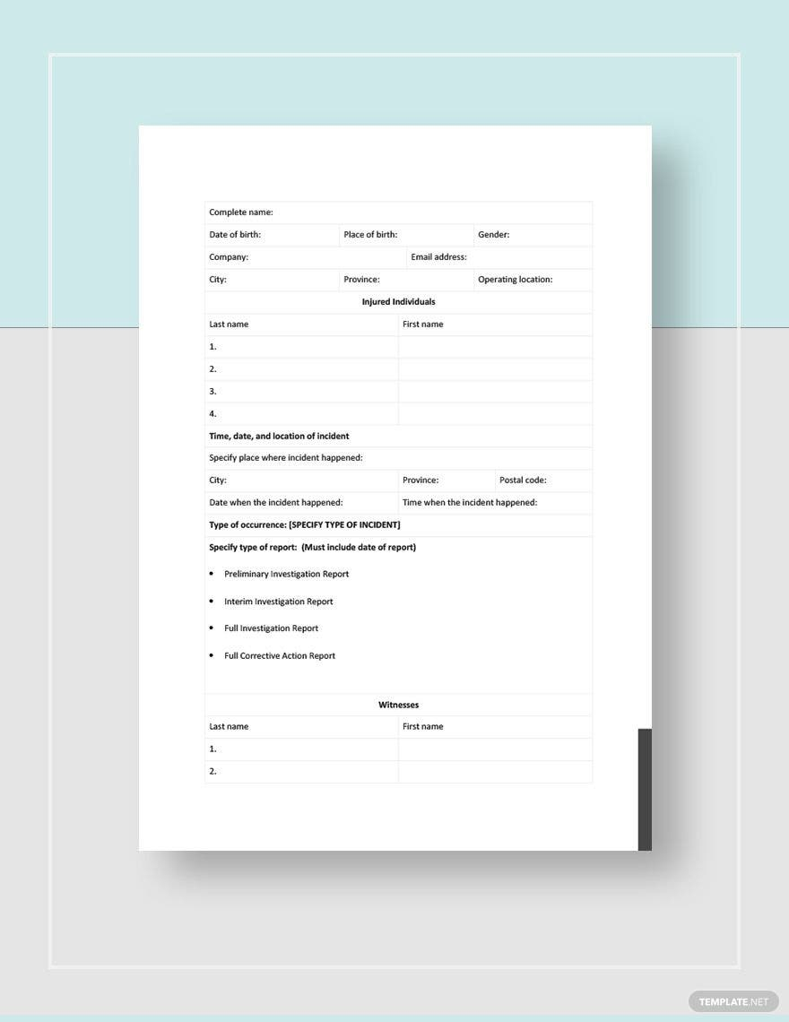 Investigation Reports Templates - Format, Free, Download  Regarding Investigation Report Template Doc