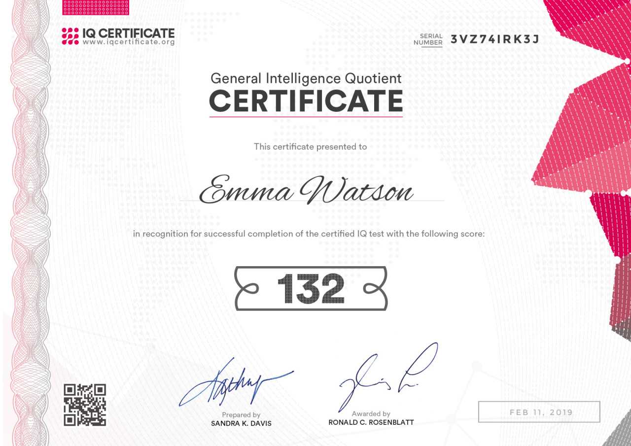 IQ Certification - Sample IQ Certificate Intended For Iq Certificate Template