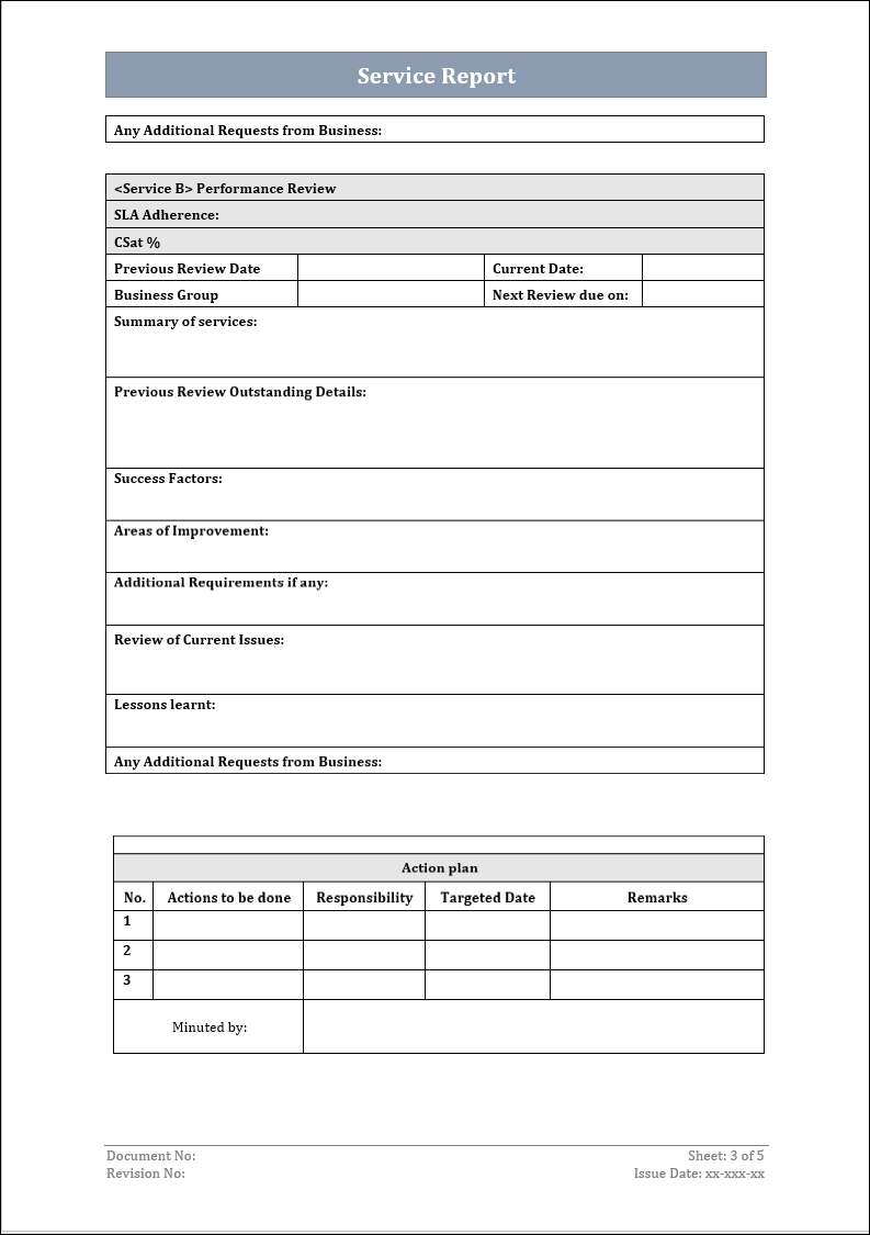 ITIL Incident Report Template In Service Review Report Template