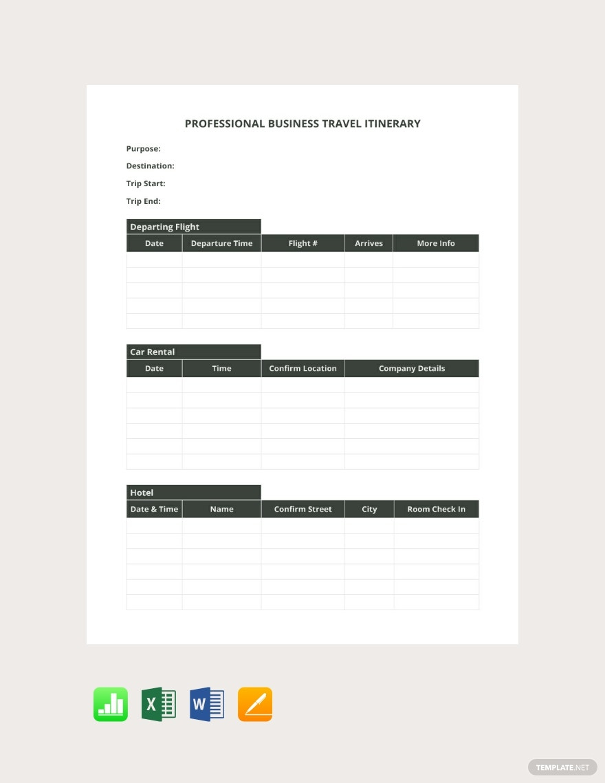 Itinerary Templates - Format, Free, Download  Template
