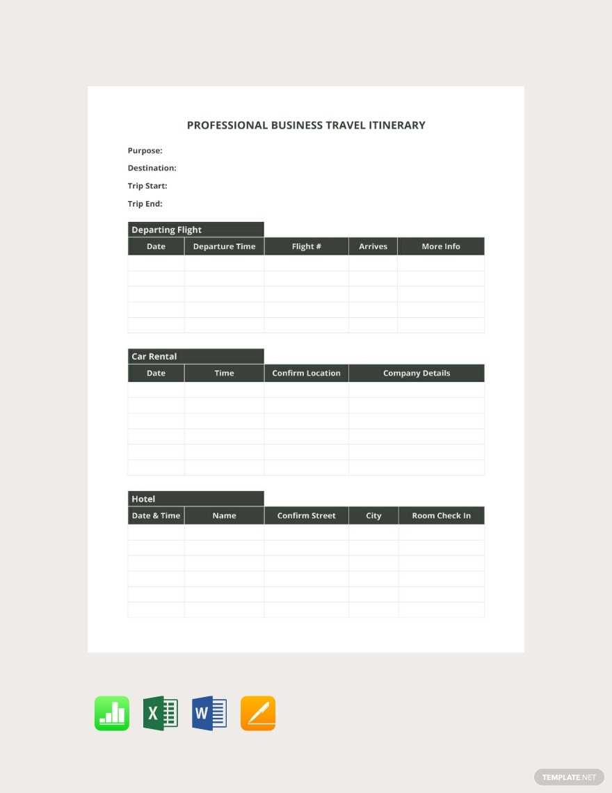 Itinerary Templates - Format, Free, Download  Template