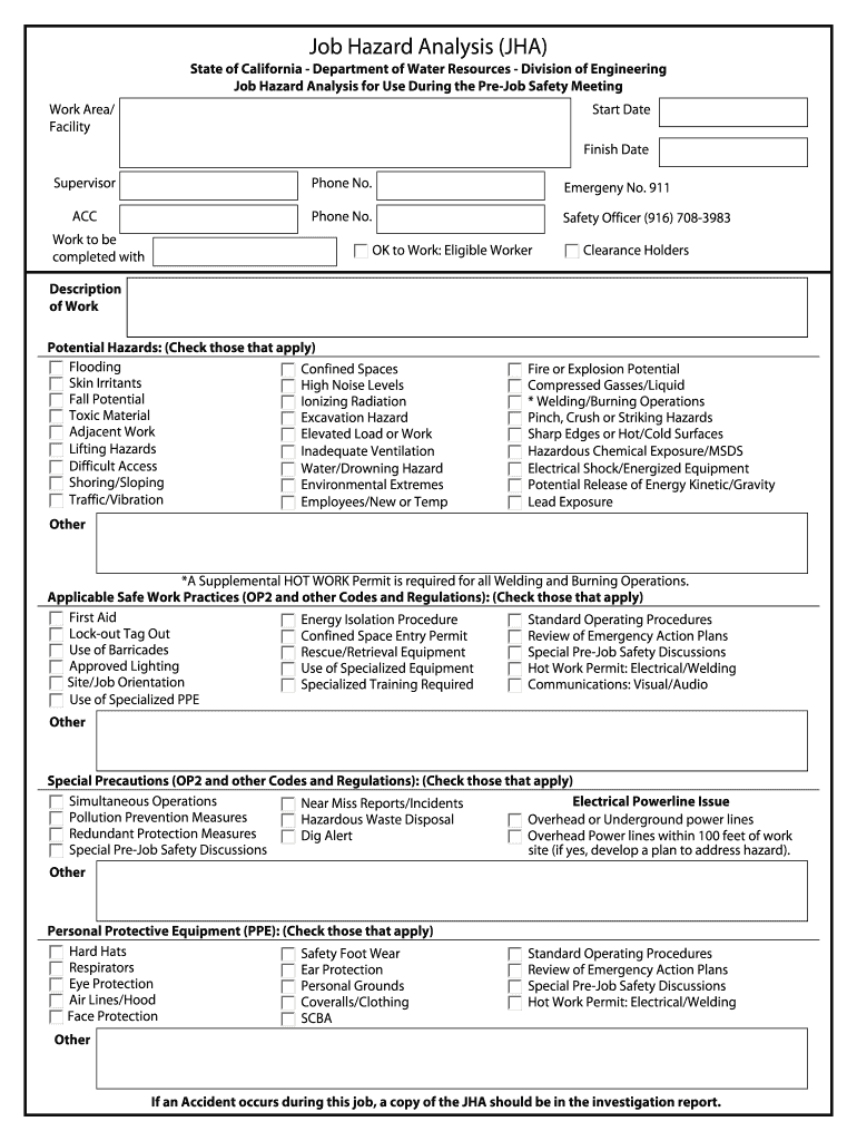 Jha Template - Fill Online, Printable, Fillable, Blank  pdfFiller Throughout Safety Analysis Report Template