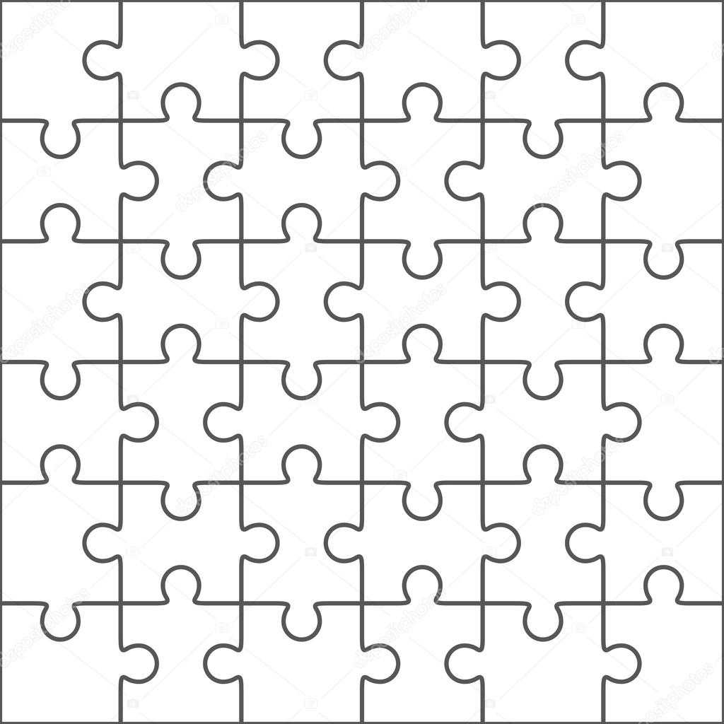 Jigsaw puzzle blank template, 10 pieces Stock Vector Image by  For Blank Jigsaw Piece Template