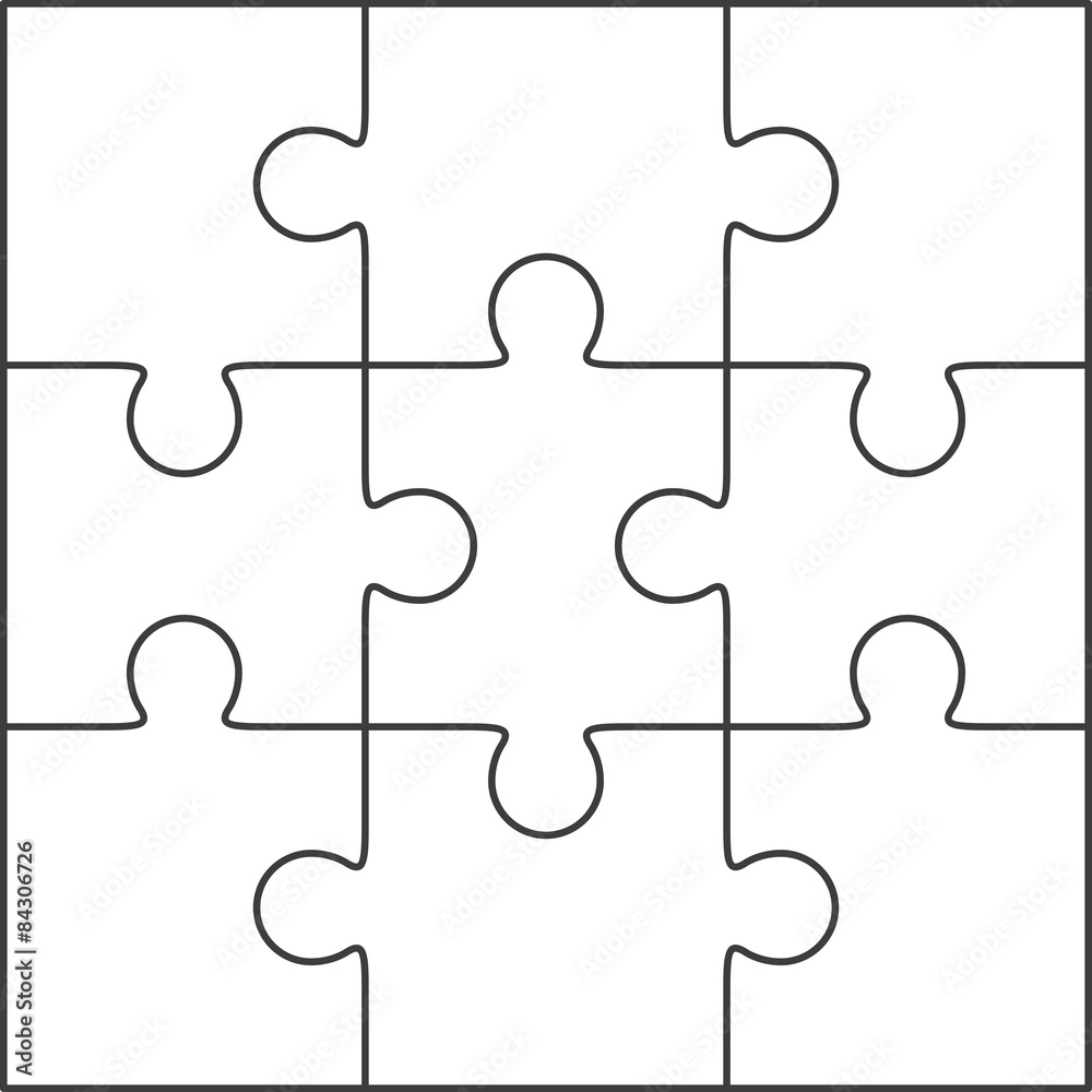 Jigsaw puzzle blank template 10x10 Stock Vector  Adobe Stock For Blank Jigsaw Piece Template