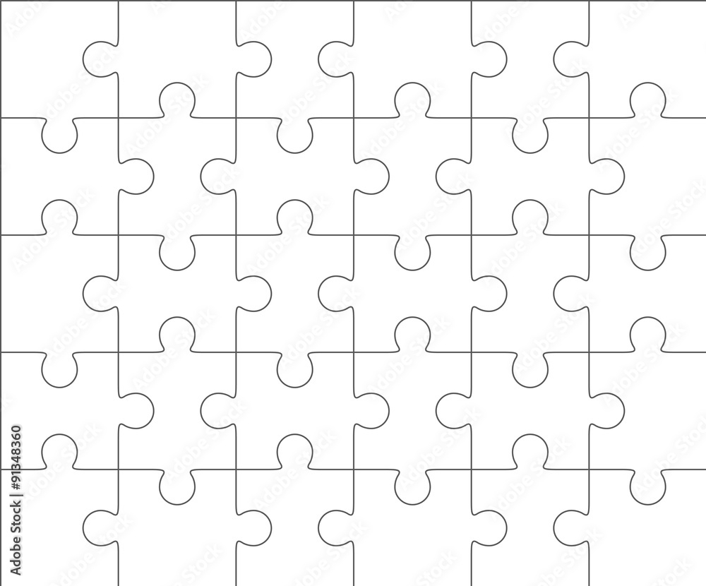 Jigsaw puzzle blank template 10x10, thirty pieces Stock-Vektorgrafik  For Blank Jigsaw Piece Template
