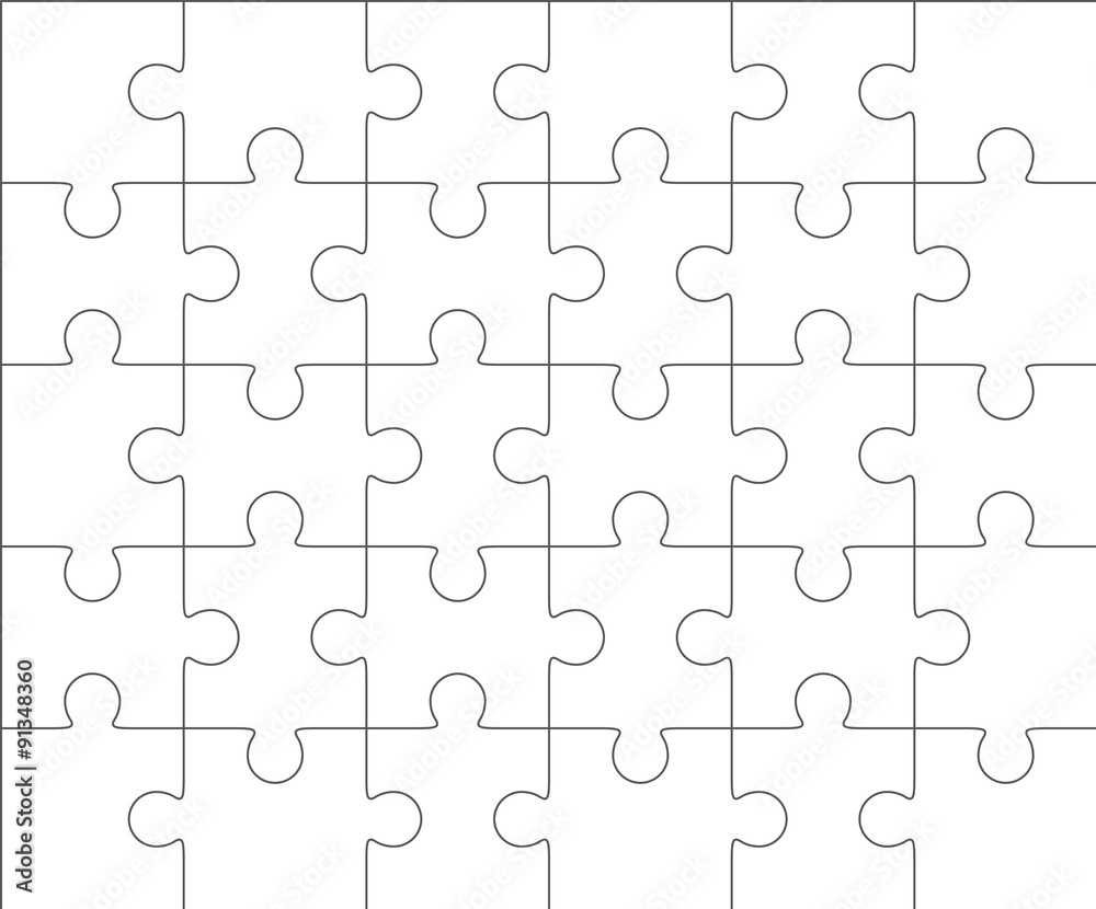 Jigsaw puzzle blank template 10x10, thirty pieces Stock-Vektorgrafik  For Blank Jigsaw Piece Template