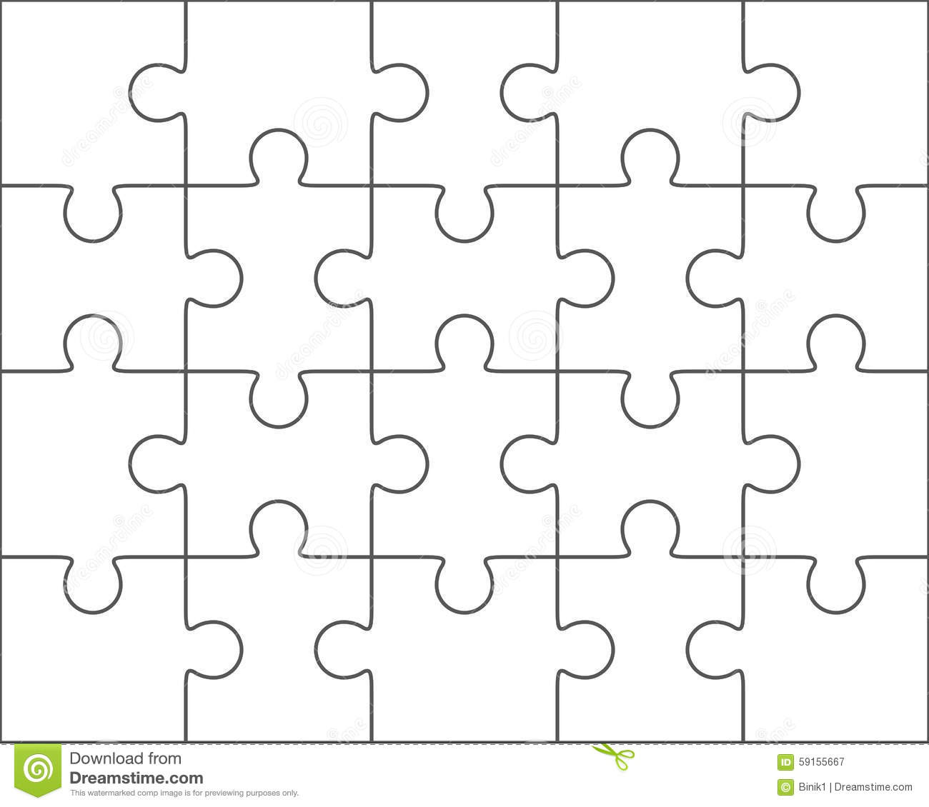Jigsaw Puzzle Blank Template 10x10, Twenty Pieces Stock Illustration  With Regard To Blank Jigsaw Piece Template