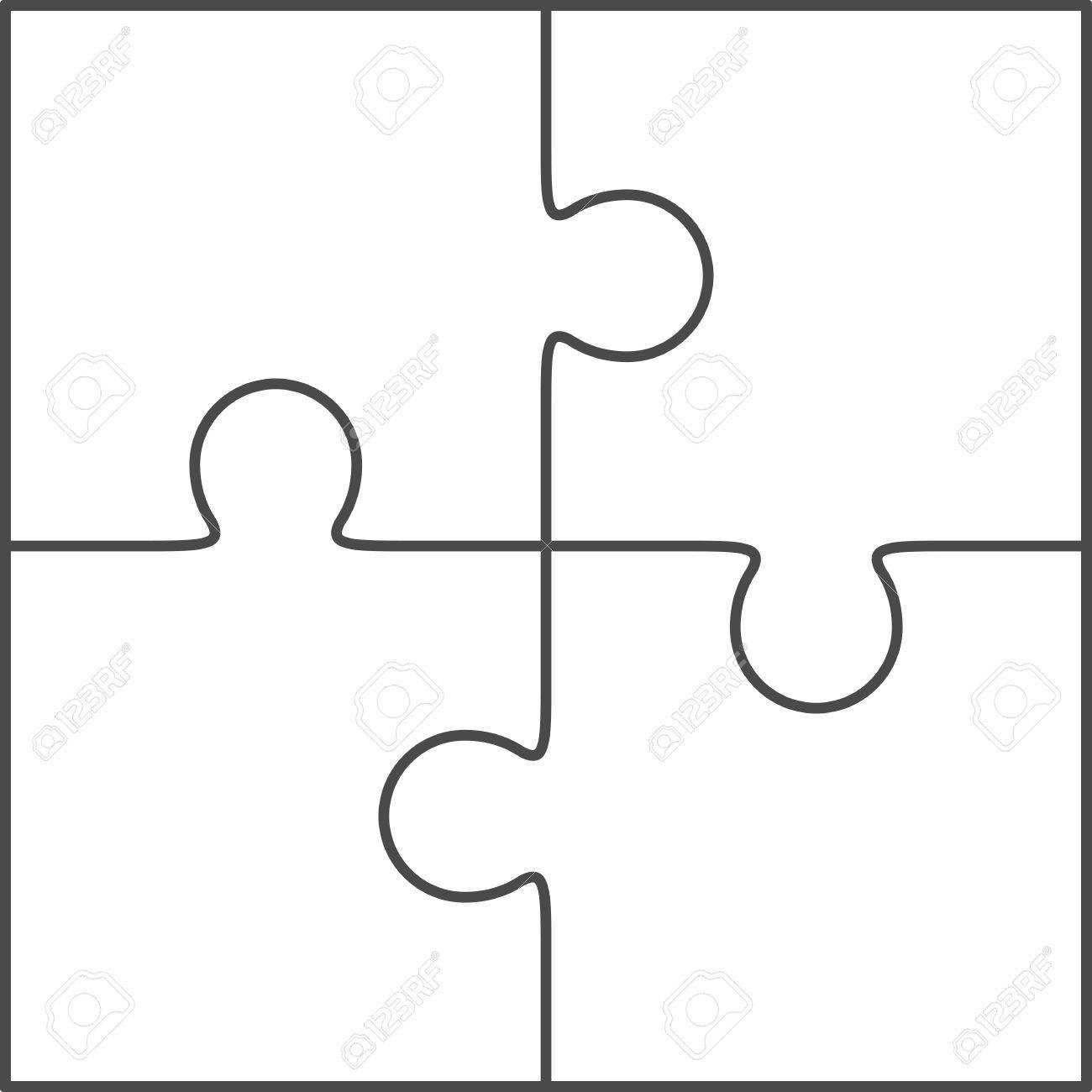 Jigsaw Puzzle-vektor, Leere Einfache Vorlage 10x10, Vier Stücke  Throughout Blank Jigsaw Piece Template