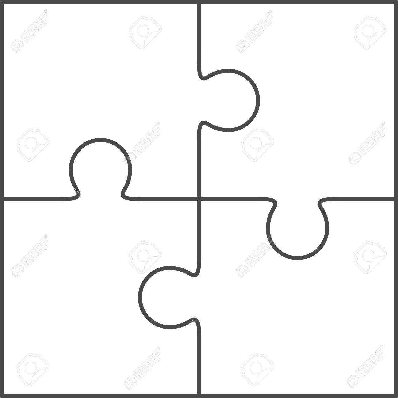 Jigsaw Puzzle-vektor, Leere Einfache Vorlage 10x10, Vier Stücke  Throughout Blank Jigsaw Piece Template