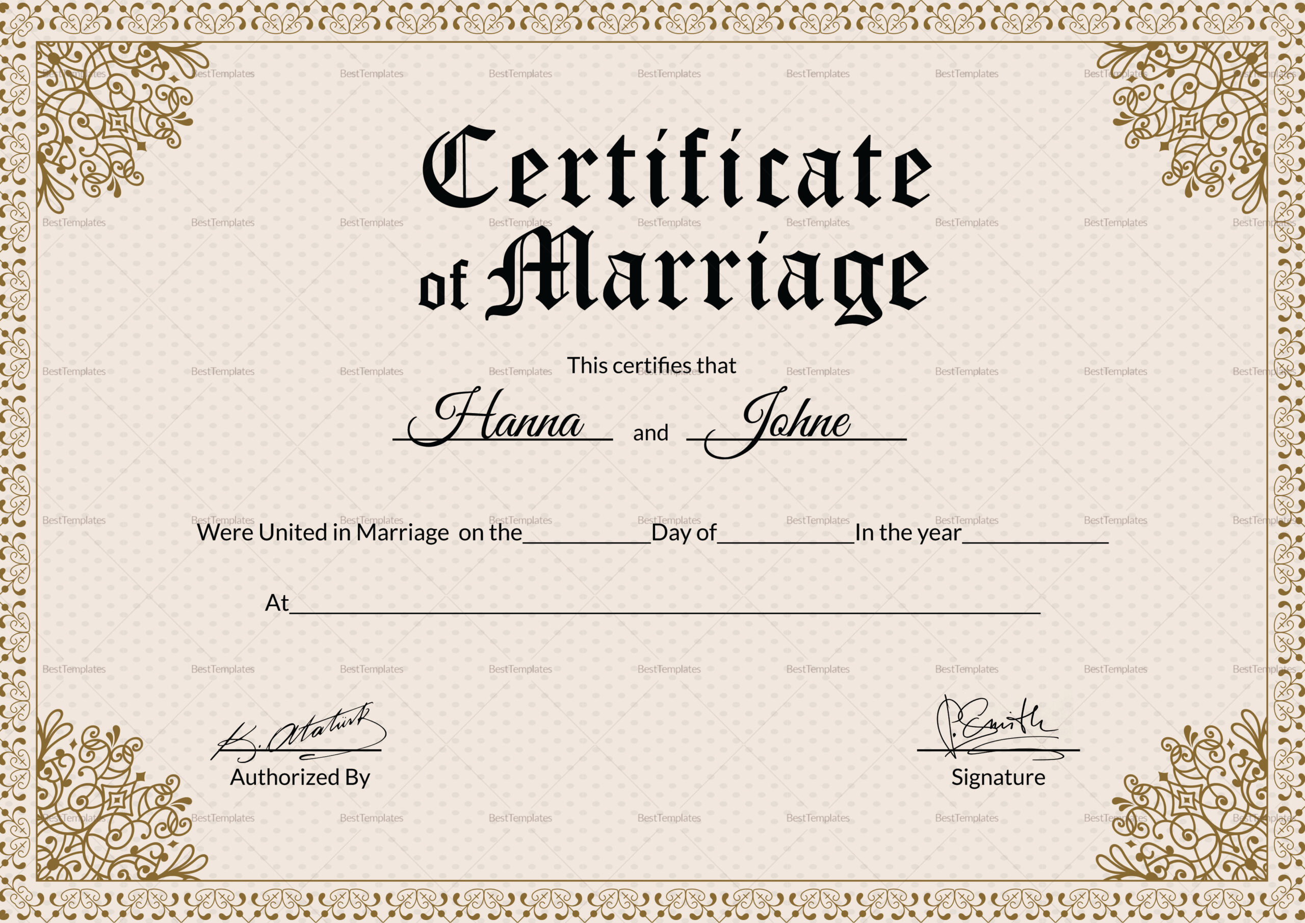 Keepsake Marriage Certificate Design Template in PSD, Word Throughout Blank Marriage Certificate Template