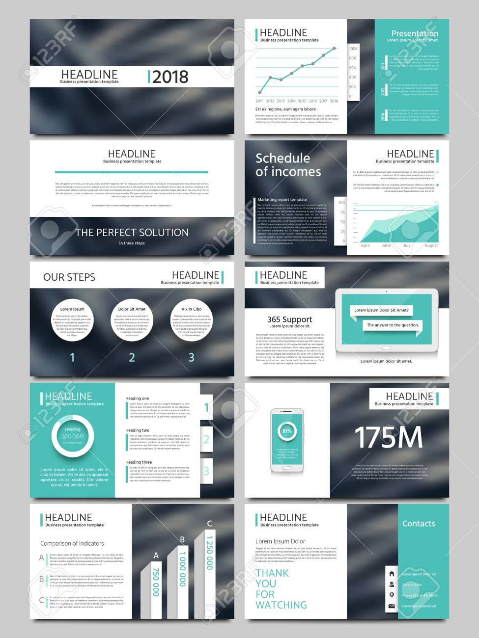 Keynote Style Business Presentation Vector Template