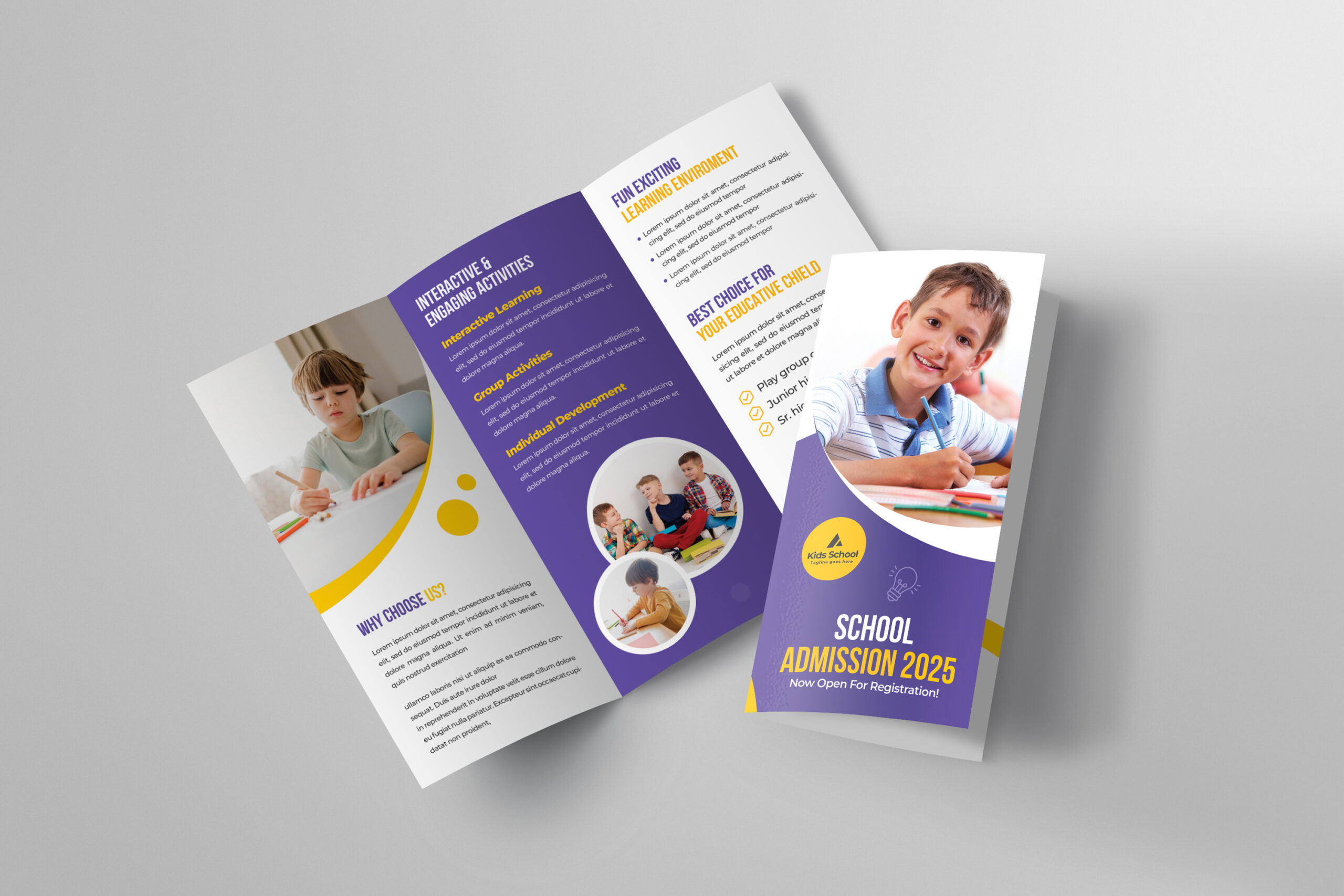Kids Education Trifold Brochure Template With Tri Fold School Brochure Template