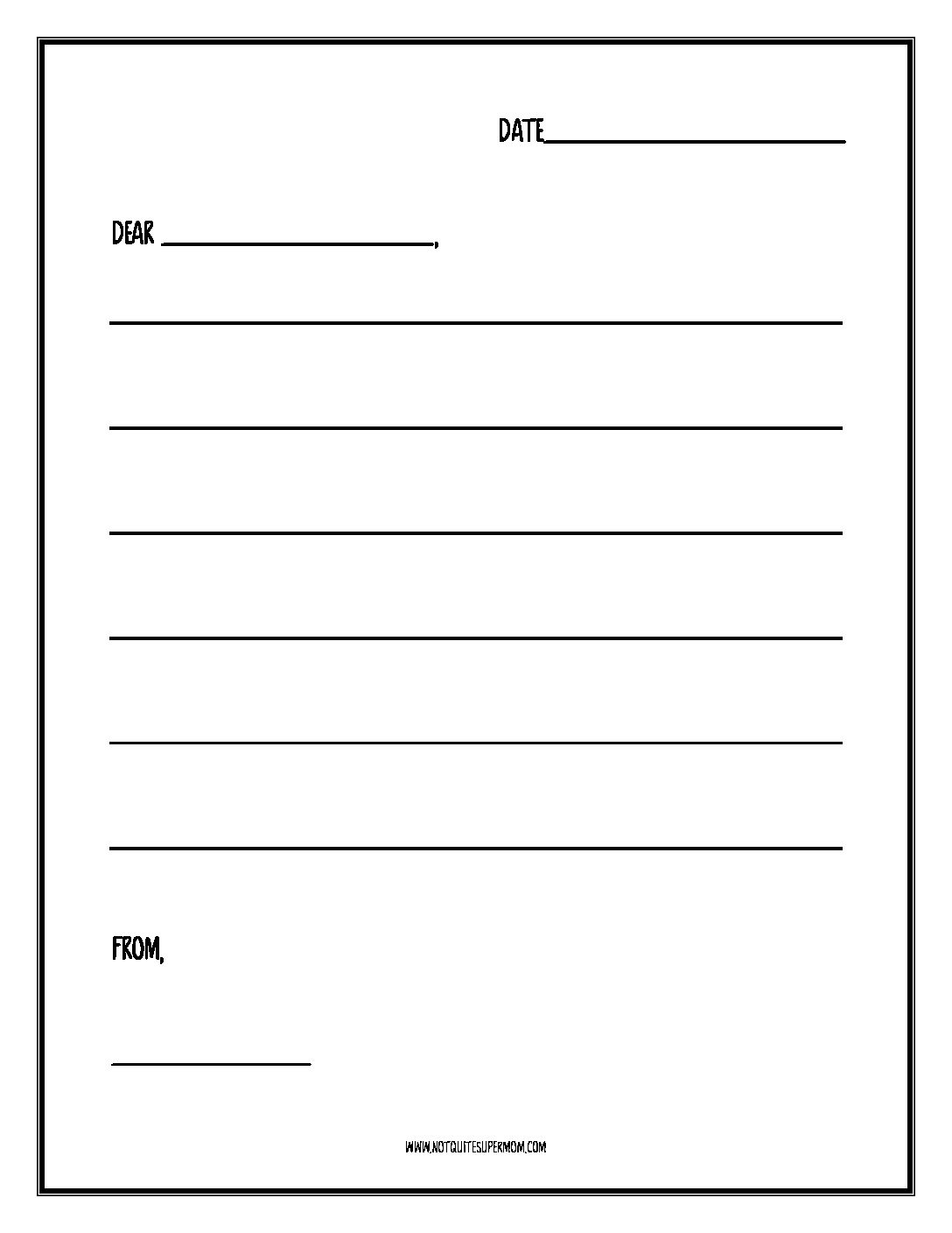 Kids Letter Writing Template - Not Quite Super Mom Throughout Blank Letter Writing Template For Kids