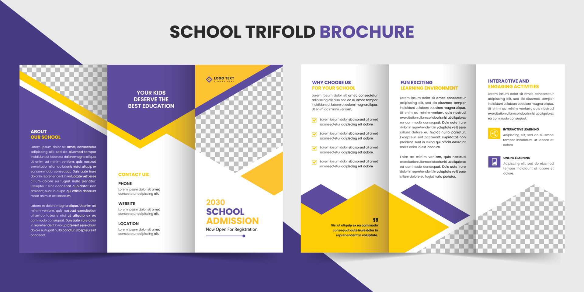 Kids School Admission Trifold Brochure Template Or Online  Intended For Tri Fold School Brochure Template