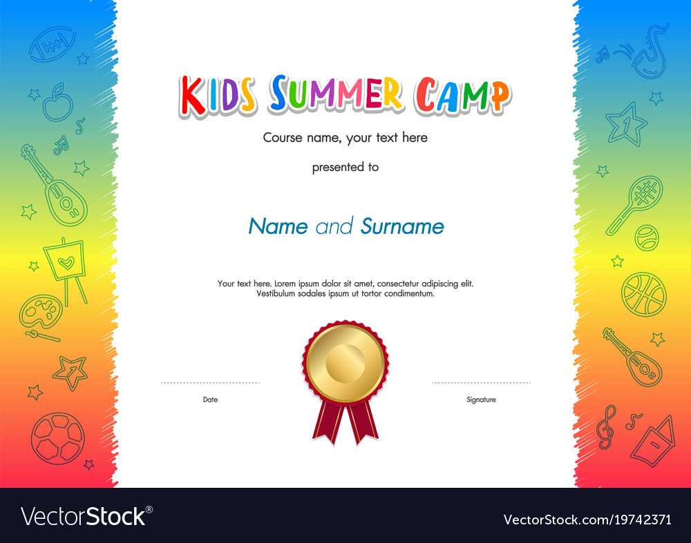 Kids summer camp diploma or certificate template Vector Image Inside Free Vbs Certificate Templates Kids summer camp diploma or certificate template Vector Image Inside Free Vbs Certificate Templates