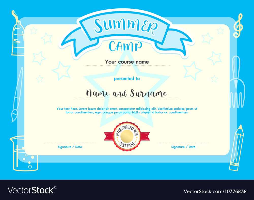 Kids summer camp document certificate template Vector Image For Summer Camp Certificate Template