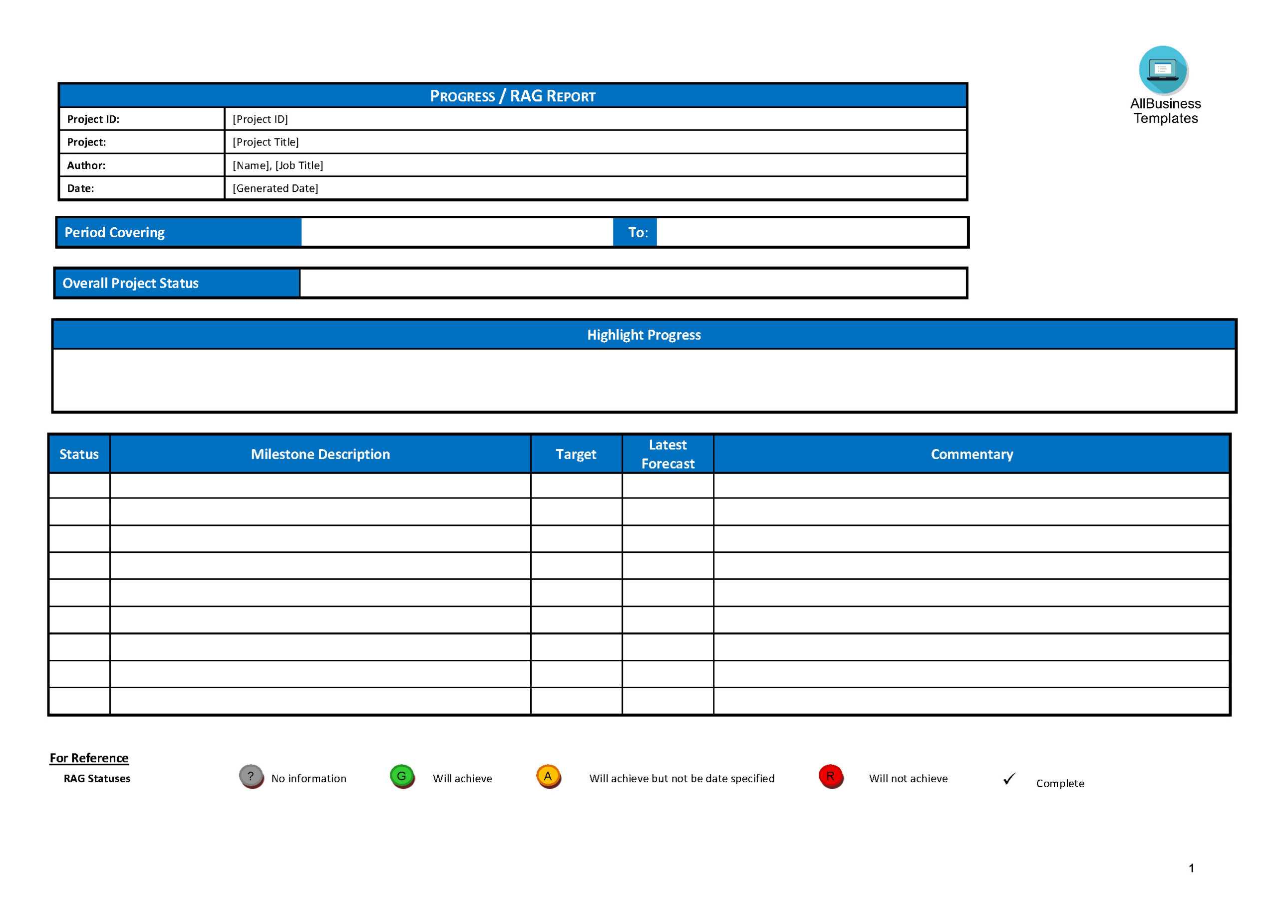 Kostenloses Basic Project Progress Report In Job Progress Report Template