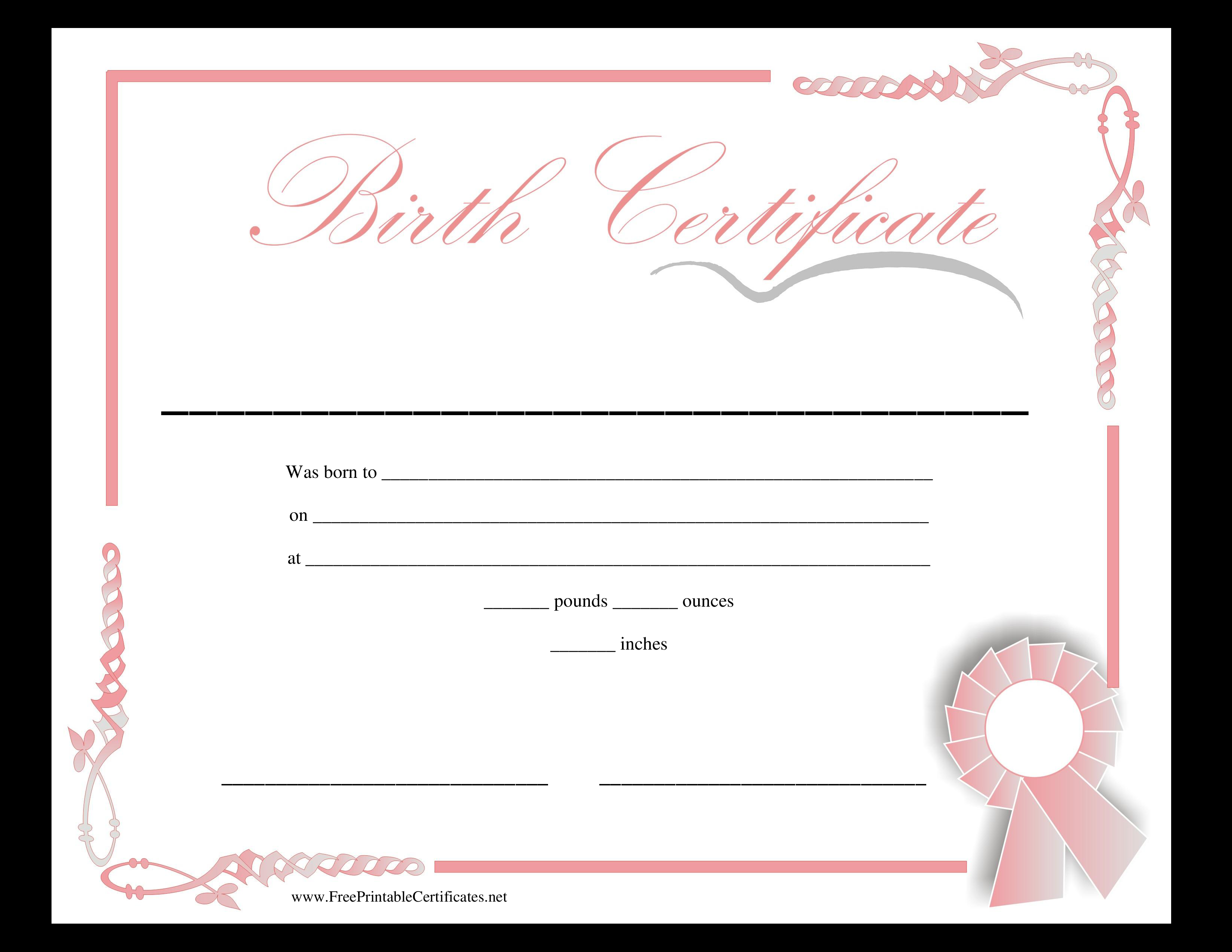 Kostenloses Birth Certificate Printable In Birth Certificate Fake Template