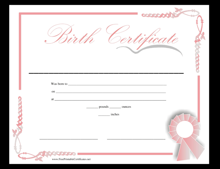 Kostenloses Birth Certificate Printable In Official Birth Certificate