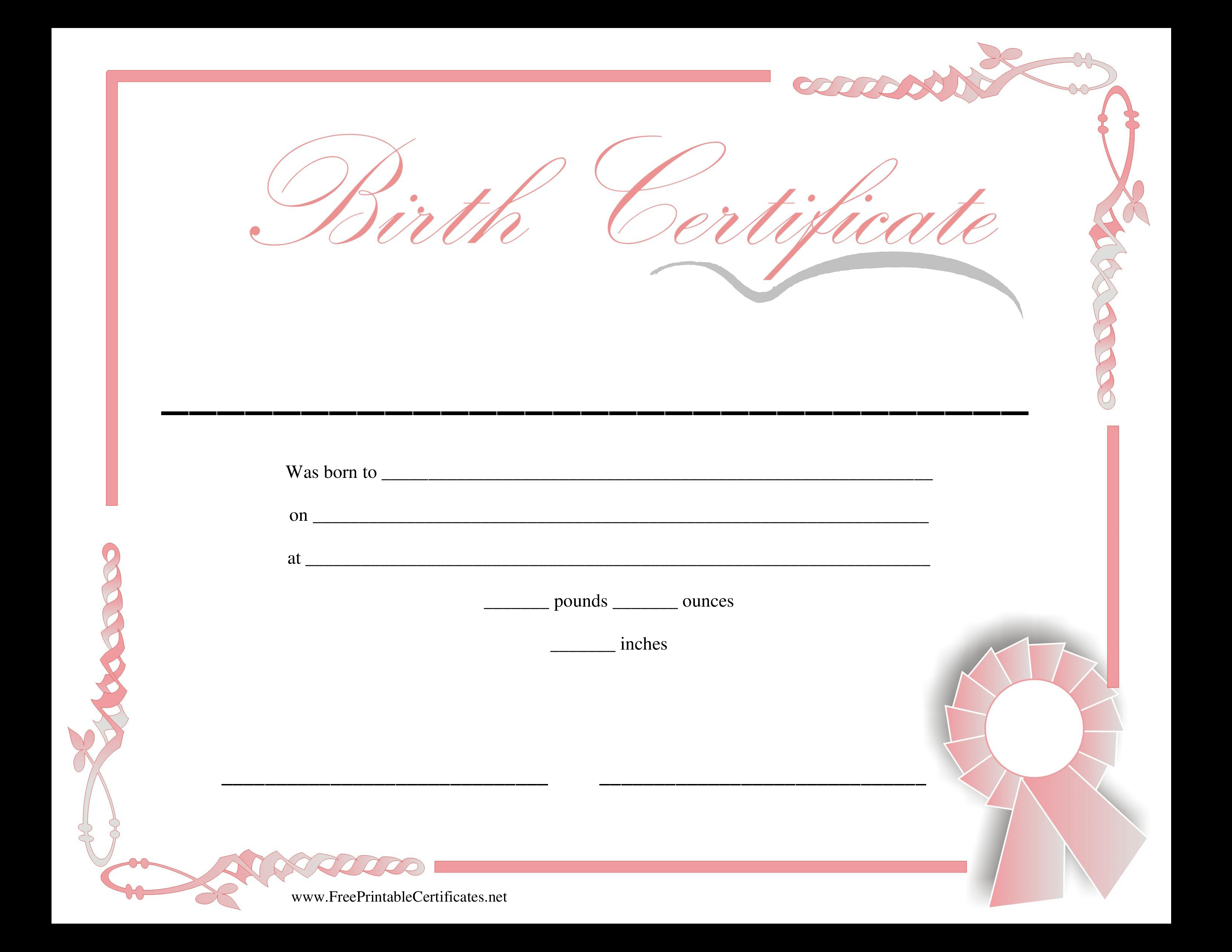 Kostenloses Birth Certificate Printable Throughout Fake Birth Certificate Template