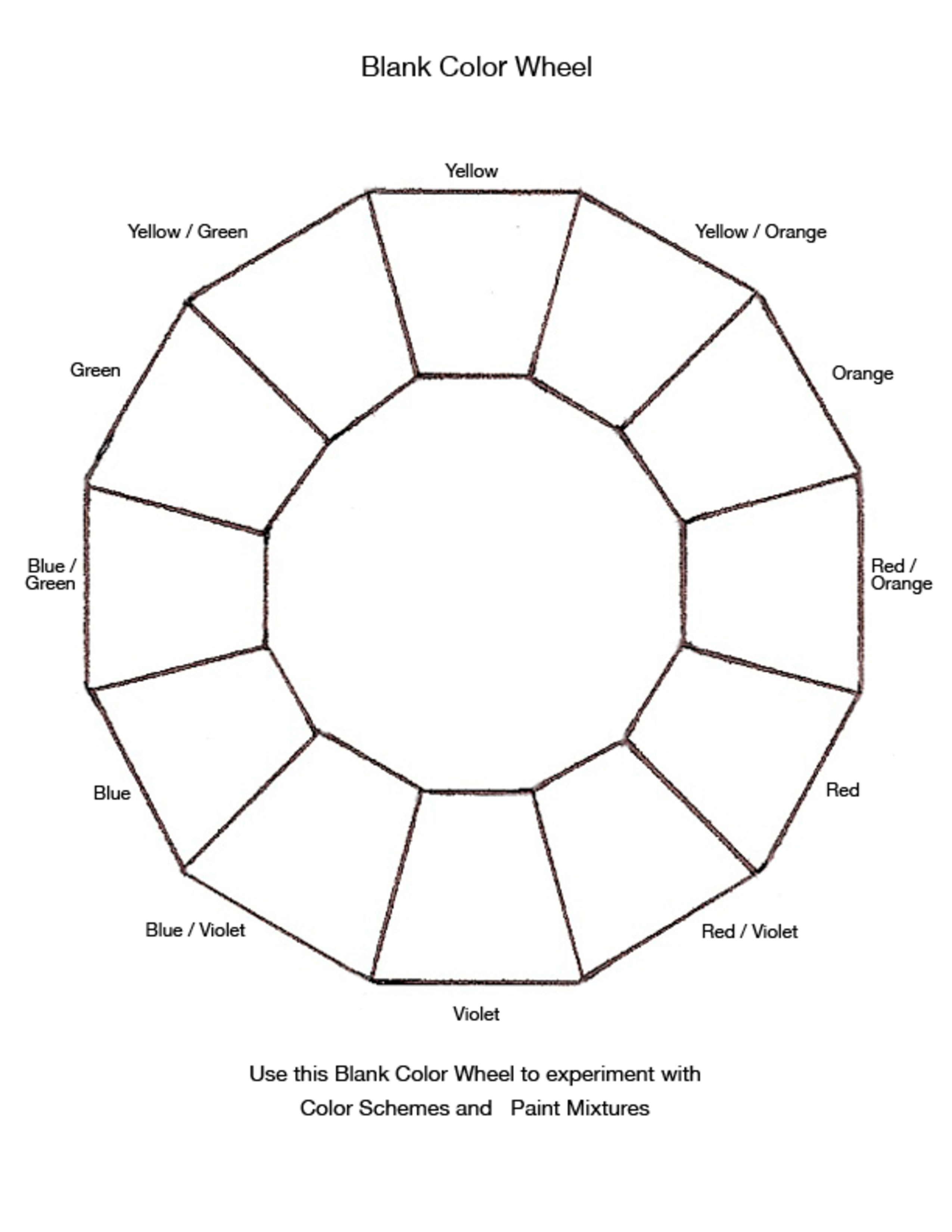 Kostenloses Blank Color Wheel Chart Regarding Blank Color Wheel Template