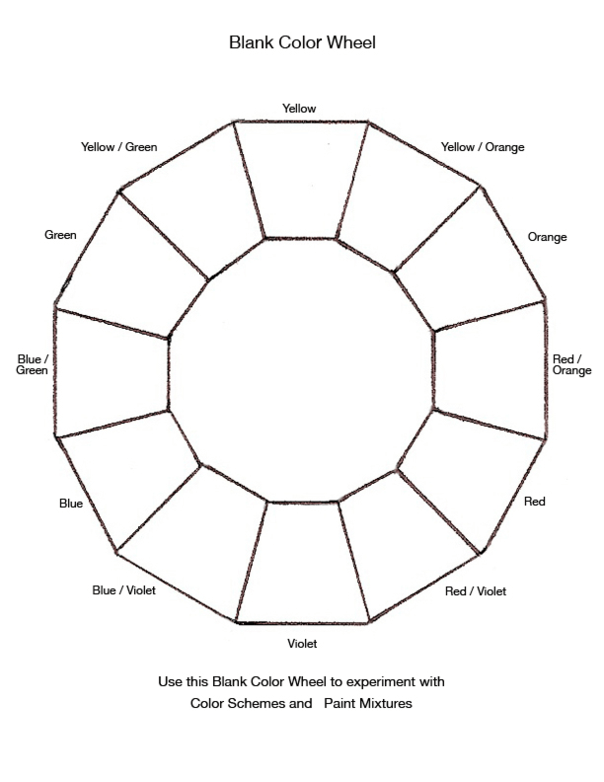 Kostenloses Blank Color Wheel Chart Regarding Blank Color Wheel Template