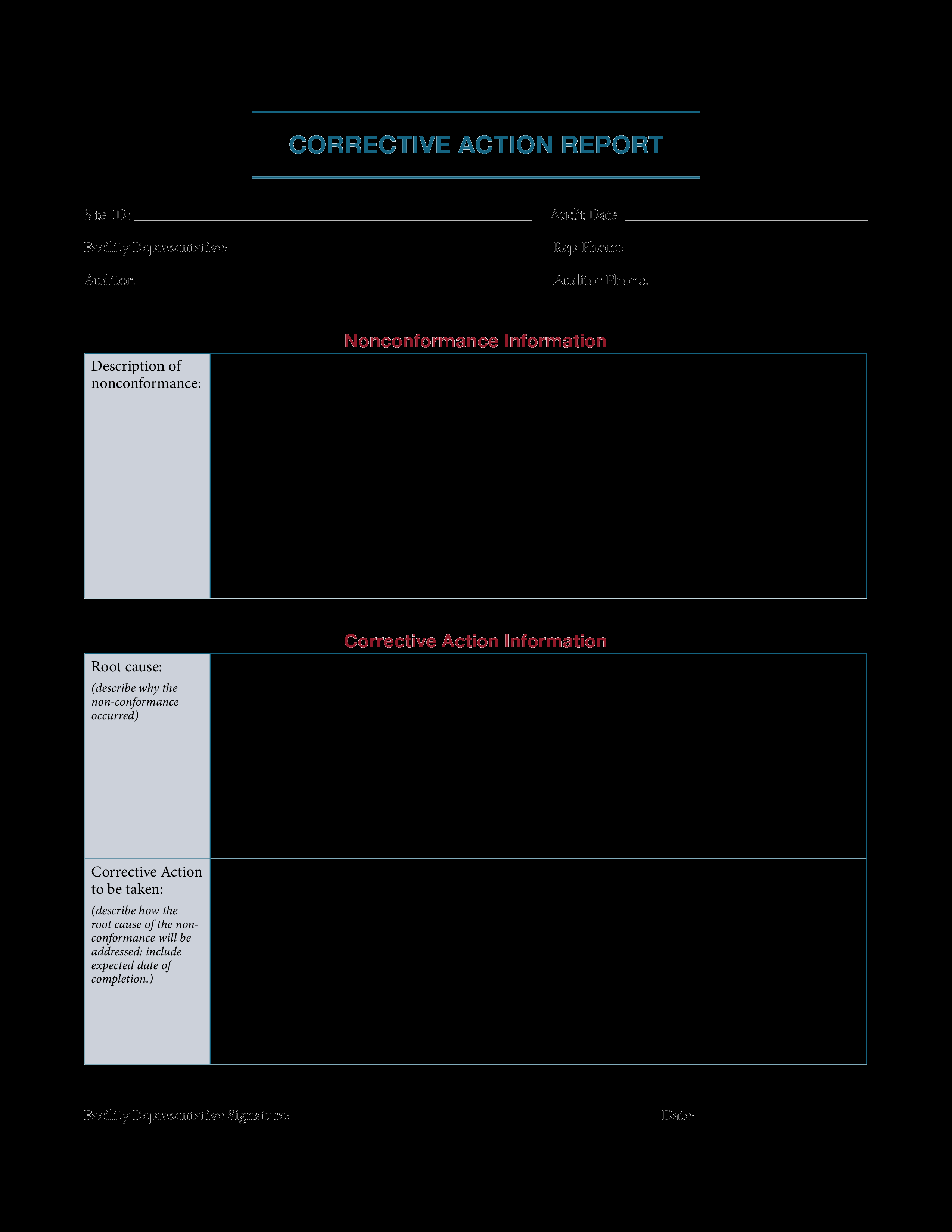 Kostenloses Corrective Action Sample Within Corrective Action Report Template