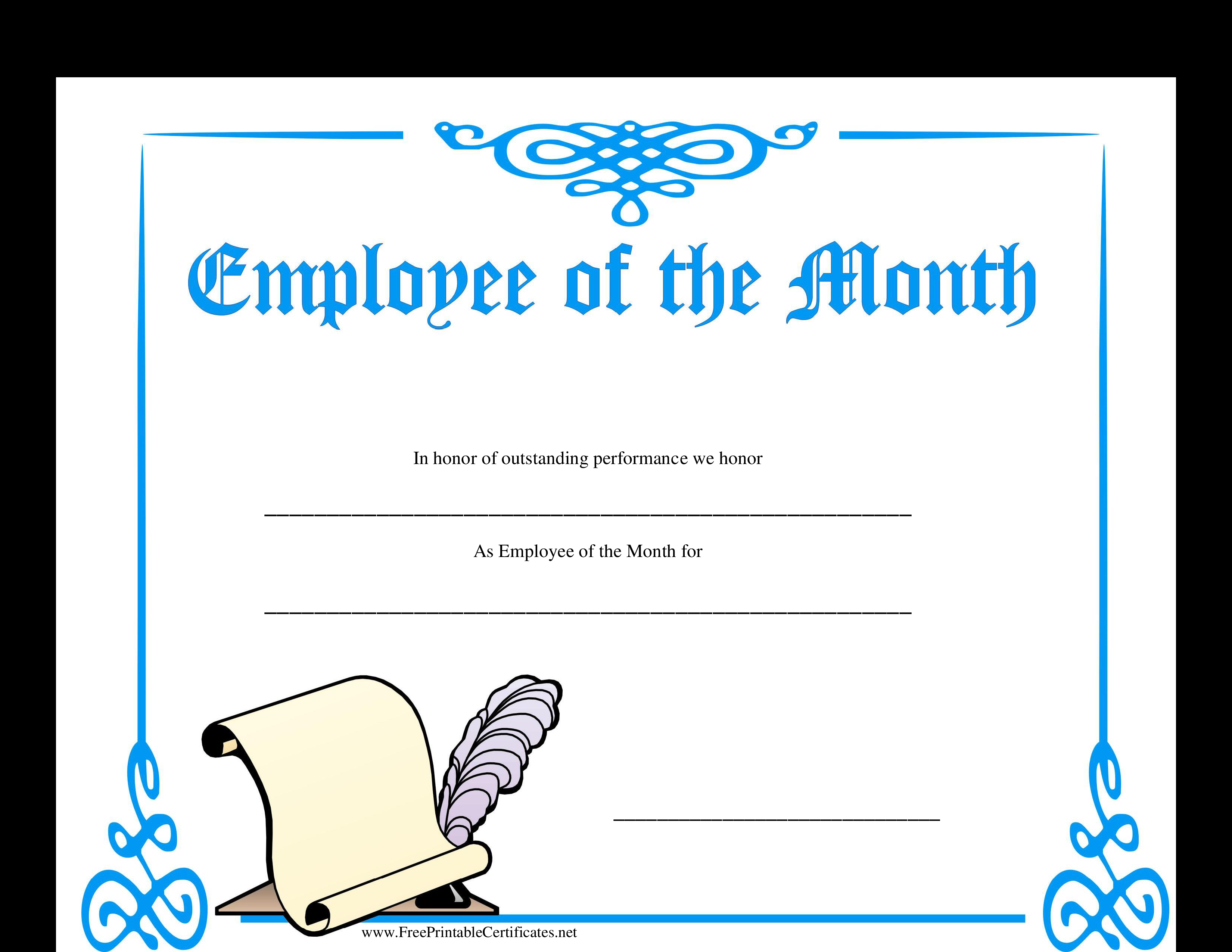 Kostenloses Employee Of The Month Certificate