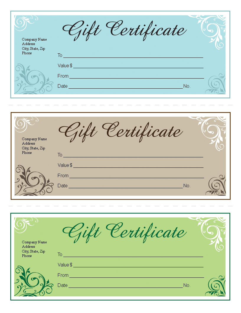 Kostenloses Gift certificate template free editable Inside Fillable Gift Certificate Template Free