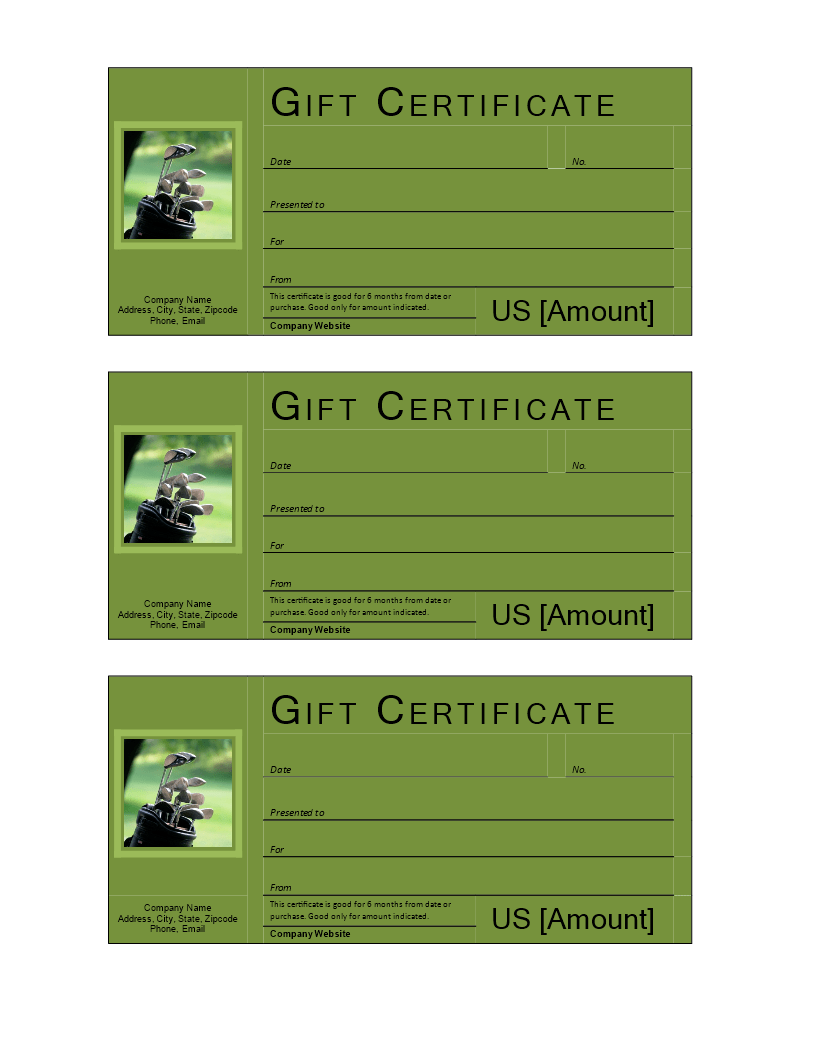 Kostenloses Golf Gift Voucher Inside Golf Certificate Template Free