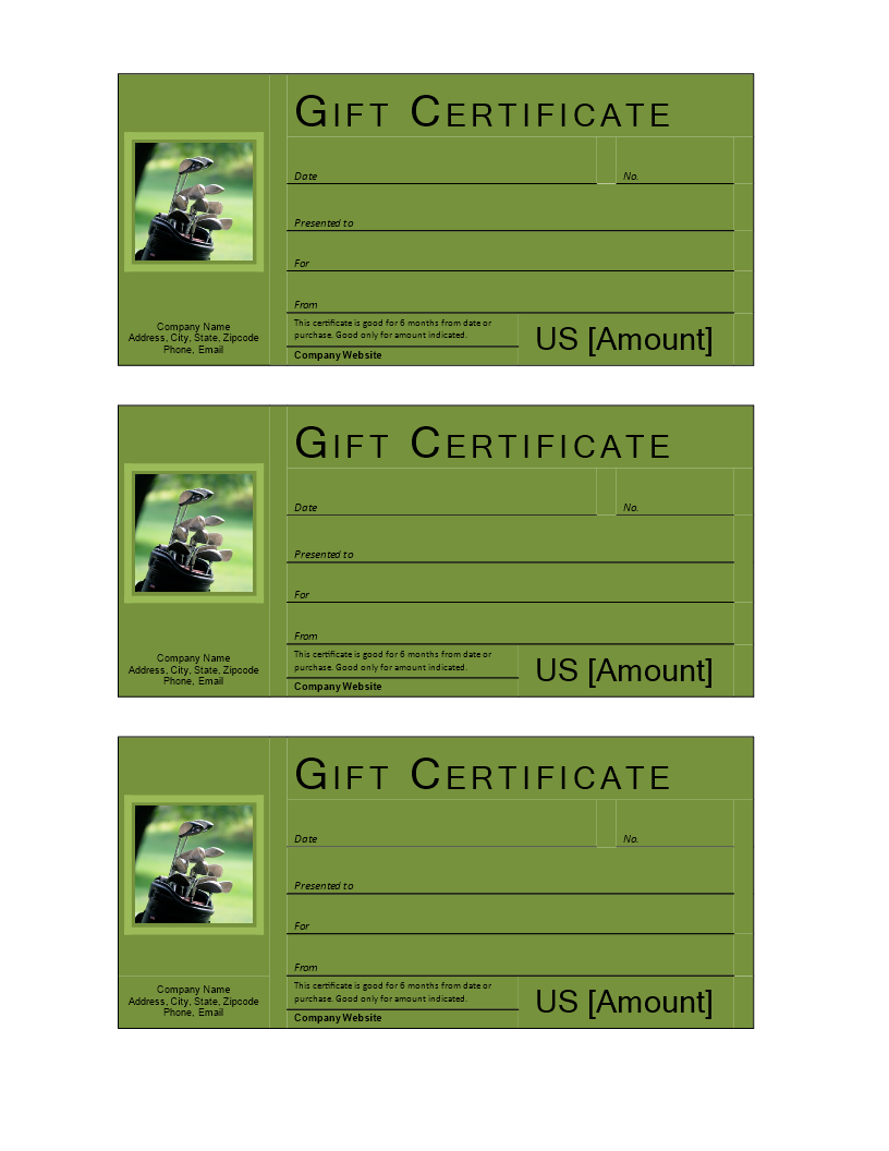 Kostenloses Golf Gift Voucher Intended For Golf Gift Certificate Template