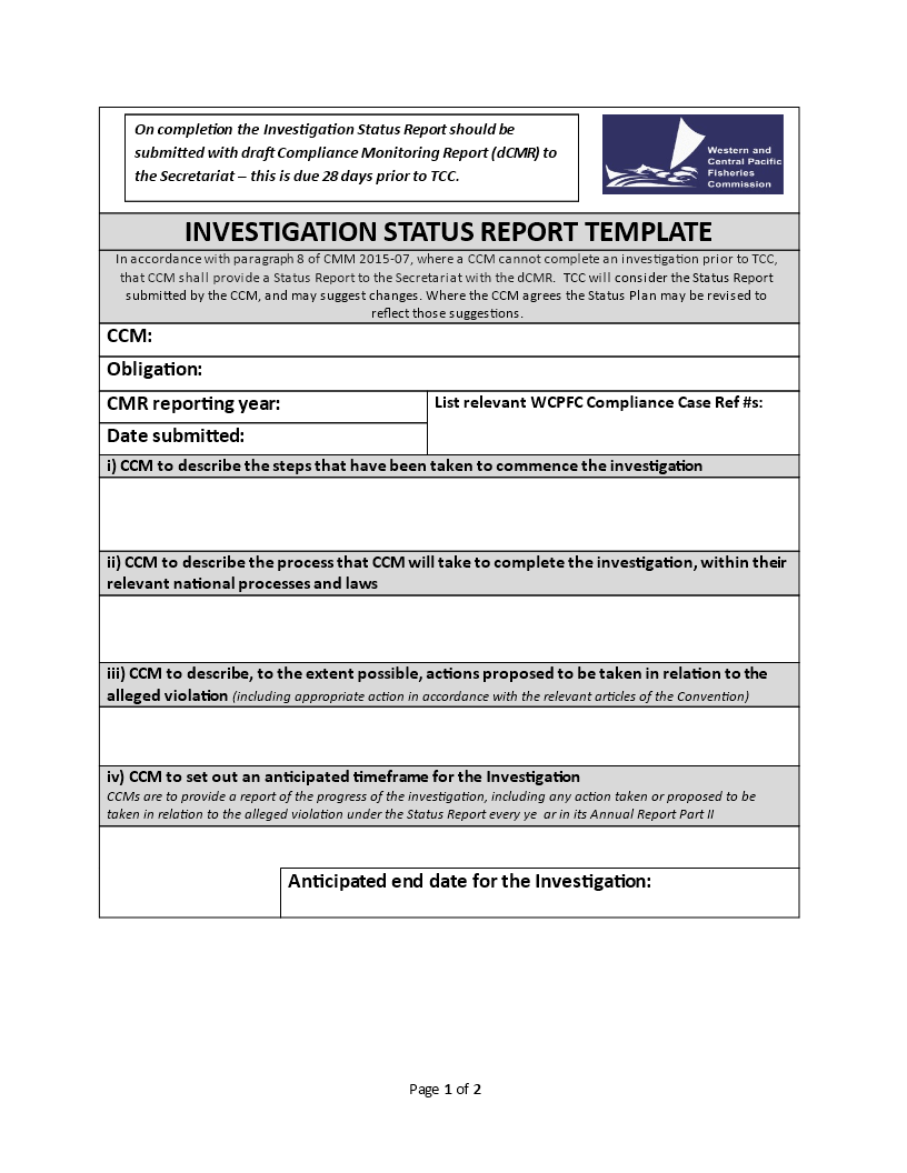 Kostenloses Investigation Status For Compliance Monitoring Report Template Kostenloses Investigation Status For Compliance Monitoring Report Template