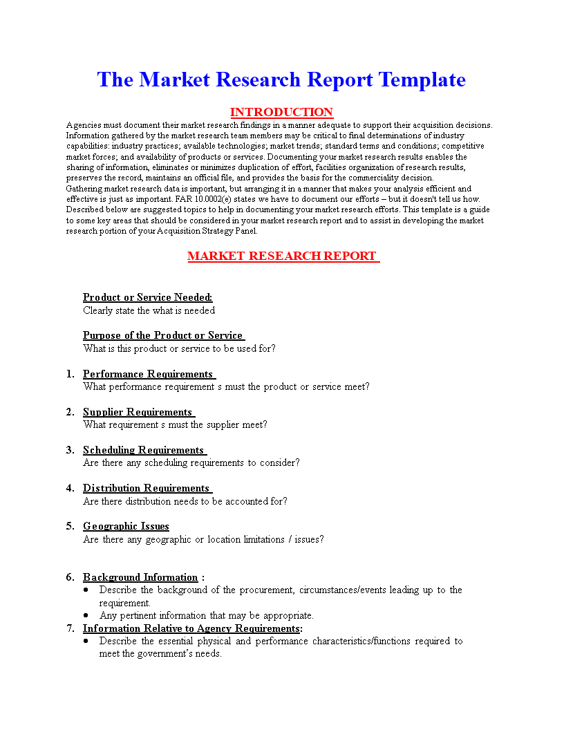 Kostenloses Market Research Report Format With Regard To Market Research Report Template