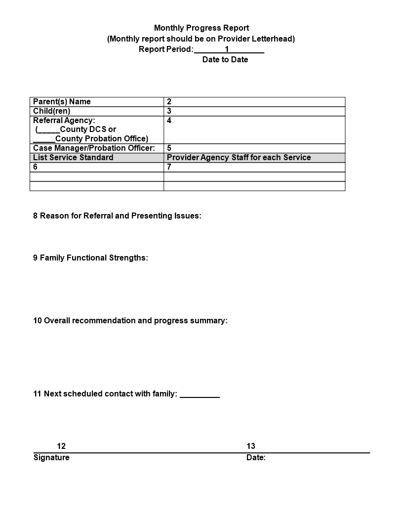 Kostenloses Monthly Progress Report With Regard To Monthly Progress Report Template