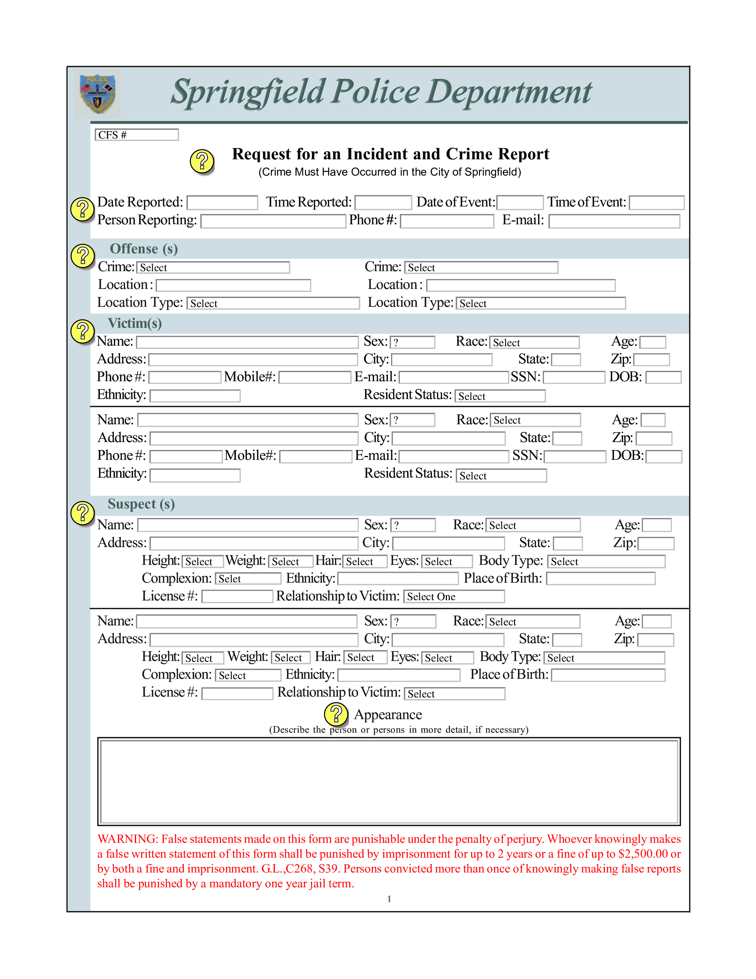 Kostenloses Police Crime Report Within Crime Scene Report Template