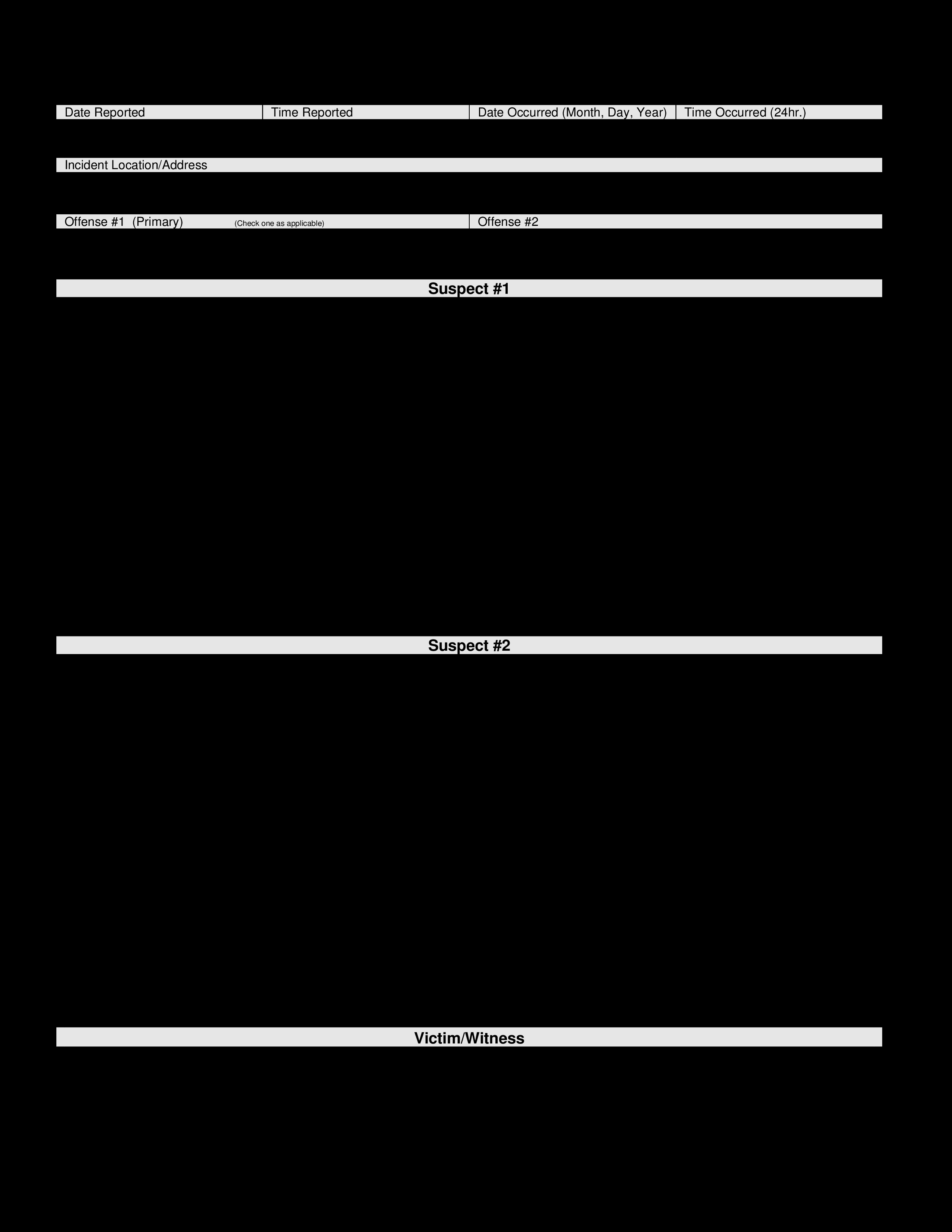 Kostenloses Police Incident Report In Police Incident Report Template