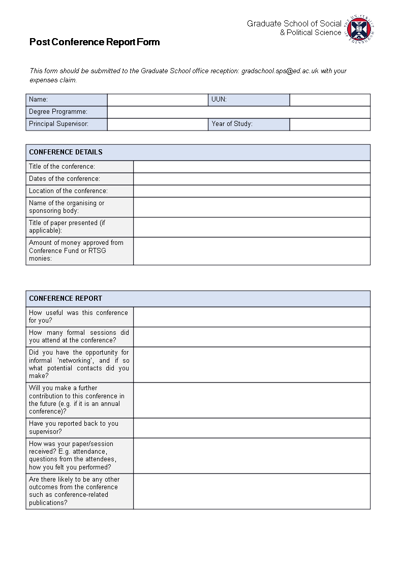 Kostenloses Post Conference Report Throughout Conference Summary Report Template