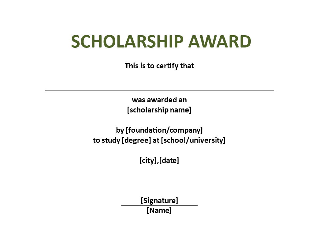 Kostenloses Scholarship Award Certificate Template Regarding Scholarship Certificate Template Word
