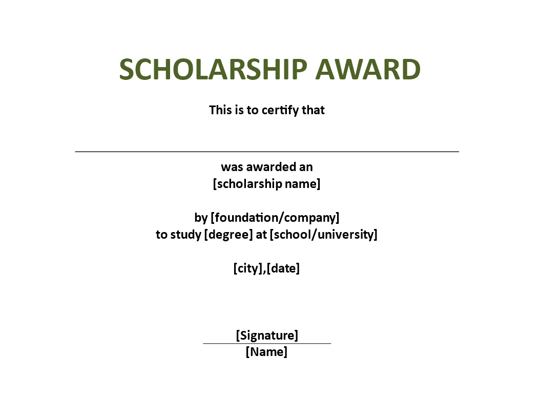 Kostenloses Scholarship Award Certificate template Regarding Scholarship Certificate Template Word