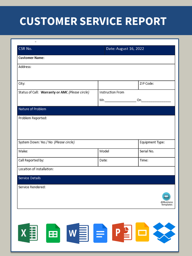 Kostenloses Service Report Pertaining To Customer Contact Report Template