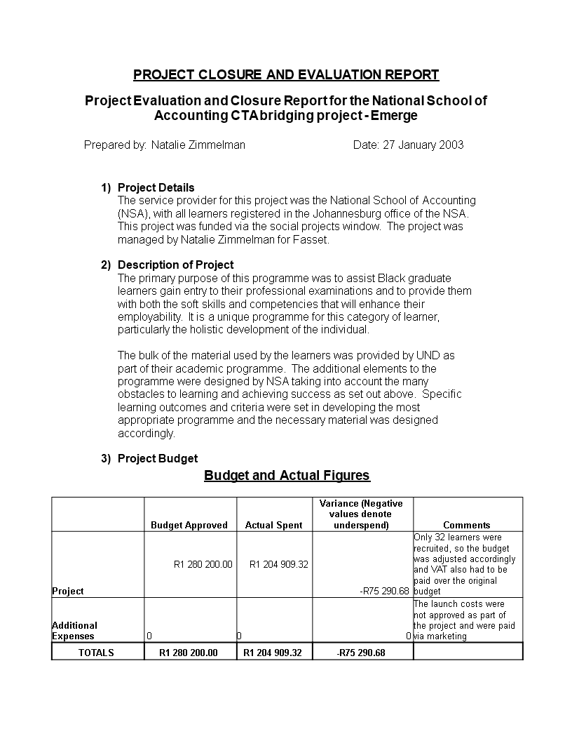 Kostenloses Standard Evaluation Report With Template For Evaluation Report