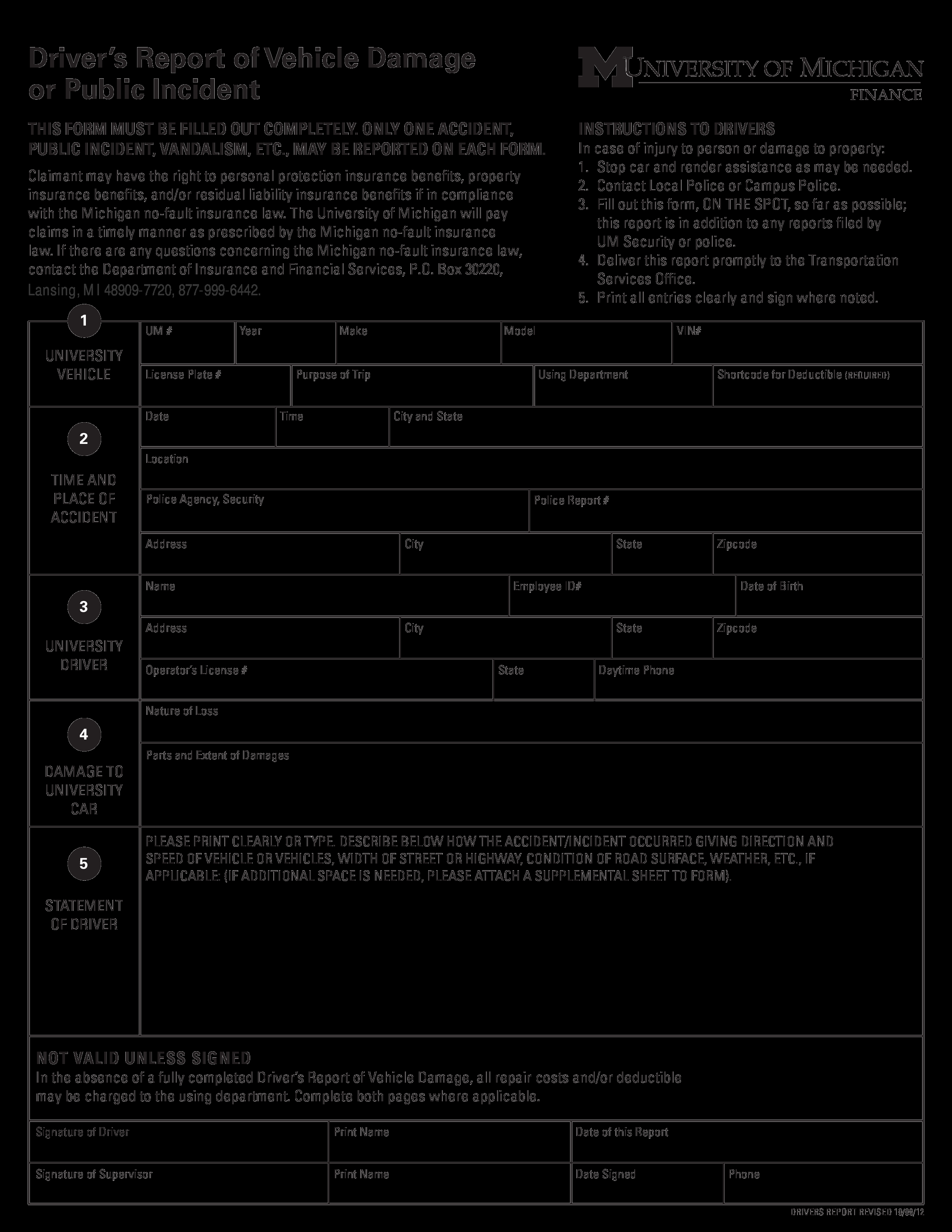 Kostenloses Vehicle Damage Inside Car Damage Report Template