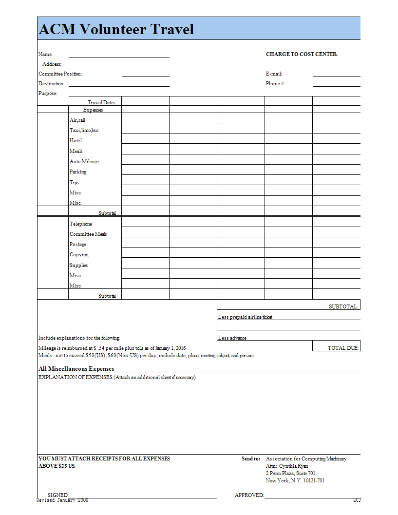 Kostenloses Volunteer Travel and Expense report template Within Volunteer Report Template