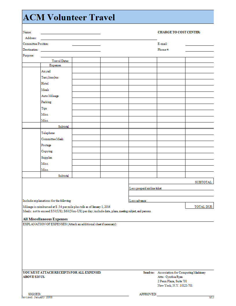 Kostenloses Volunteer Travel And Expense Report Template Within Volunteer Report Template