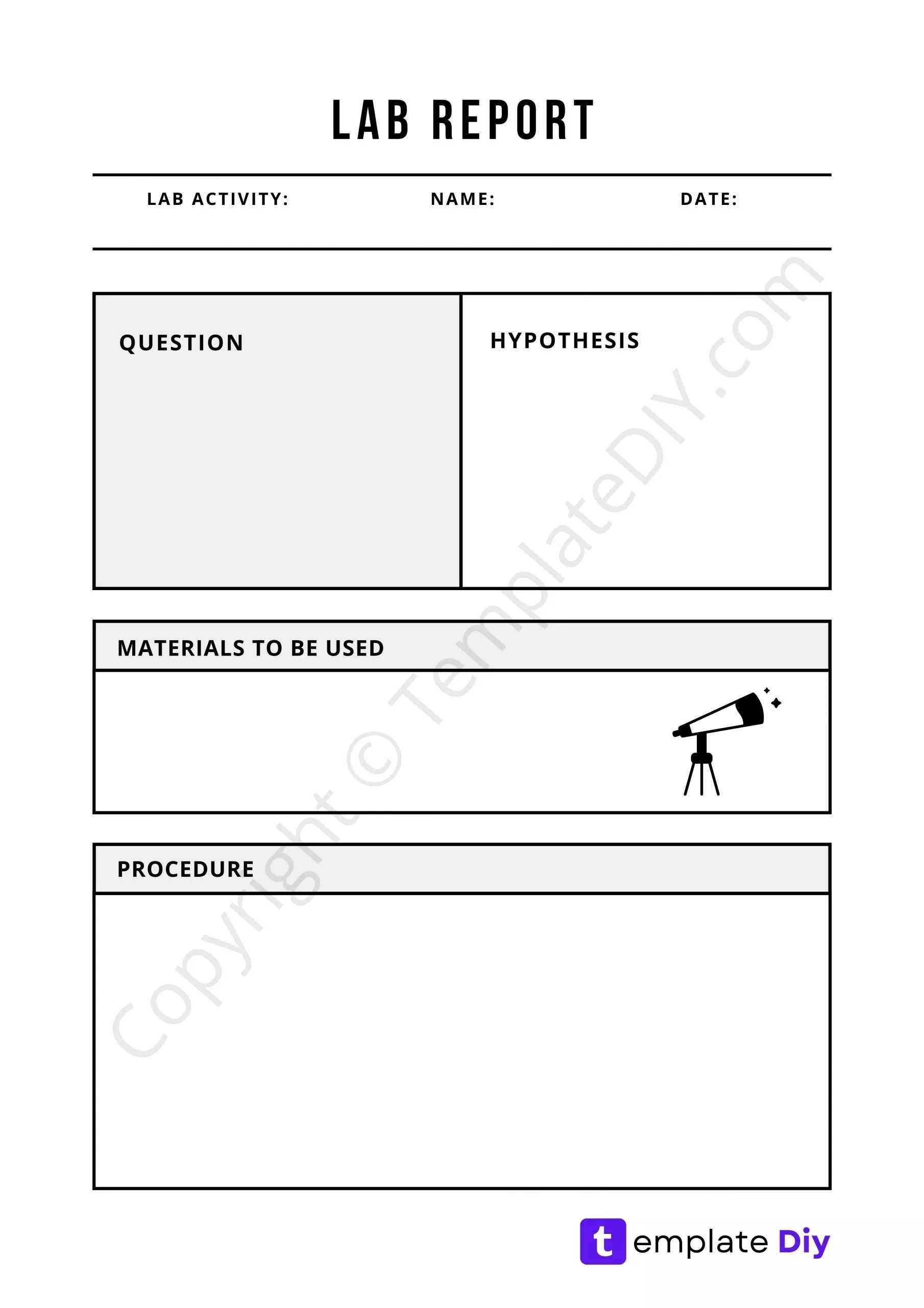 Lab Report Template Blank Printable [PDF, Excel & Word] With Lab Report Template Word