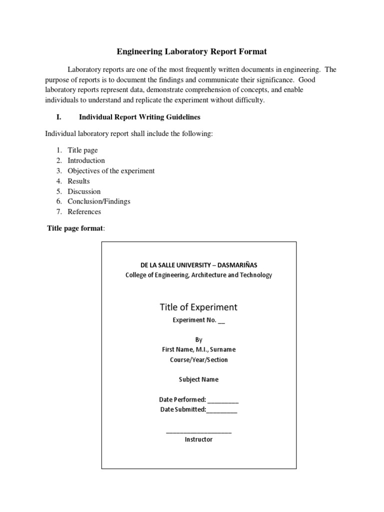 Laboratory Report Format and Grading Rubric  PDF  Experiment  Within Engineering Lab Report Template