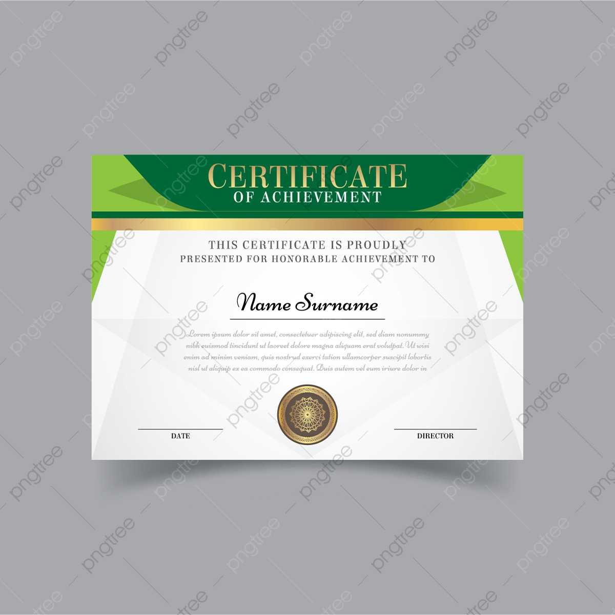 Landscape Certificate Template Modern Design Green Color Gold  For Landscape Certificate Templates